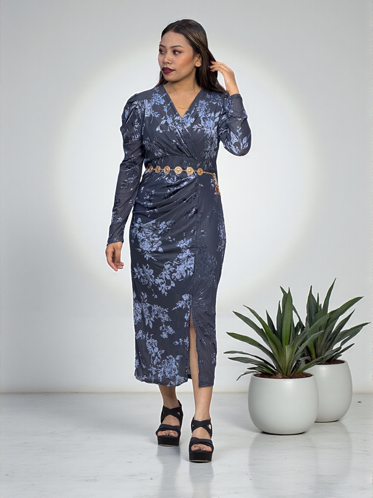 Elegant Women’s Velvet Dress – Imported Luxury Wrap Design